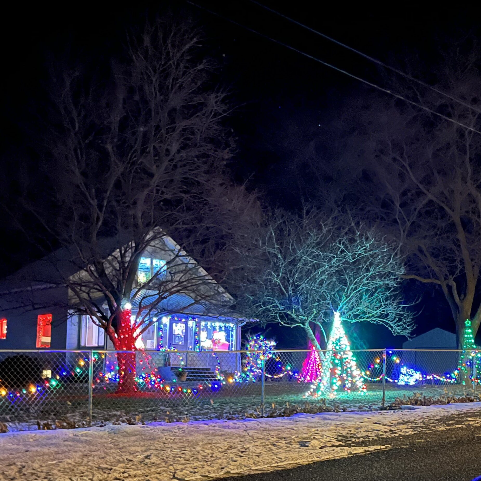 Christmas lights on a house