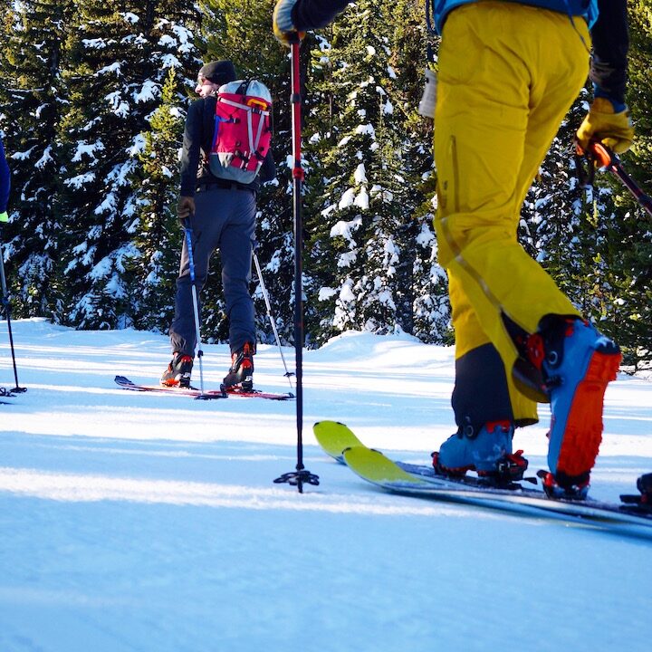 Skiers in backcountry